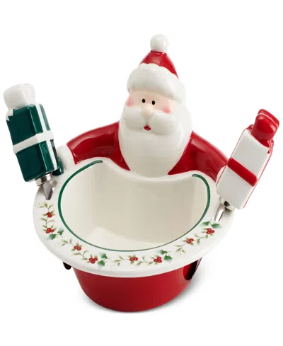 Pfaltzgraff Santa Dip Bowl & Spreaders In Assorted