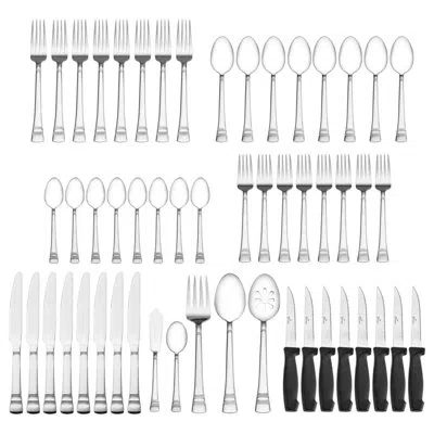 Pfaltzgraff Sapphire Bay 53-piece Stainless Steel Flatware Set, Service For 8 In Silver