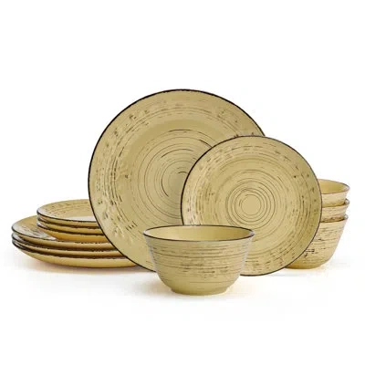 Pfaltzgraff Trellis 12-piece Stoneware Dinnerware Set, Service For 4 In Yellow