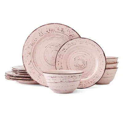 Pfaltzgraff Trellis Pink 12-piece Dinnerware Set, Service For 4