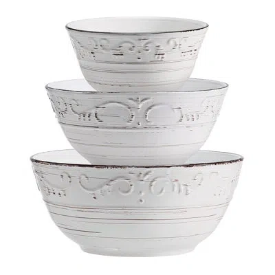 Pfaltzgraff Trellis Serving Bowl Set In White