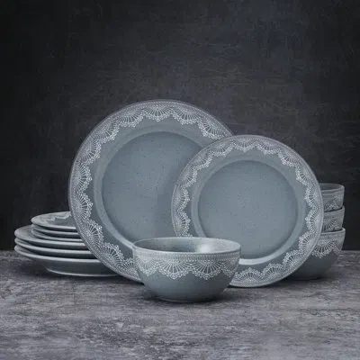 Pfaltzgraff Valerie 12-piece Stoneware Dinnerware Set, Service For 4 In Blue