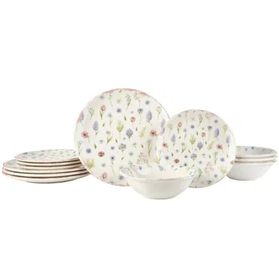 Pfaltzgraff Wild Blooms 12-piece Dinnerware Set, Service For 4 In Blue