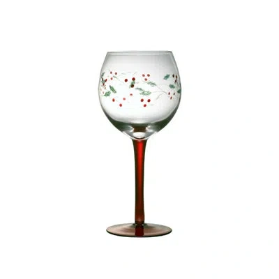 Pfaltzgraff Winterberry 13 Oz. Hand Painted Wine Goblets In Clear