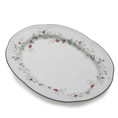 Pfaltzgraff Winterberry 14 In. Oval Serving Platter In Gray