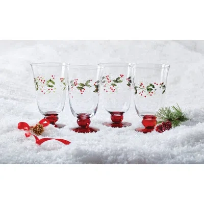 Pfaltzgraff Winterberry 14 Oz. Glass Goblet In Red
