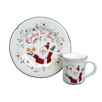 Pfaltzgraff Winterberry 2-piece 'cookies For Santa' Plate And Mug Gift Set In White