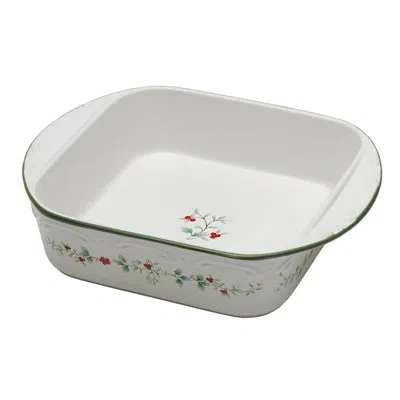 Pfaltzgraff Winterberry 9 In. Square Baker In White;green;red