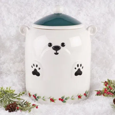 Pfaltzgraff Winterberry Polar Bear Cannister In Green