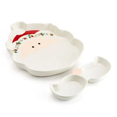 Pfaltzgraff Winterberry Santa Platter In White