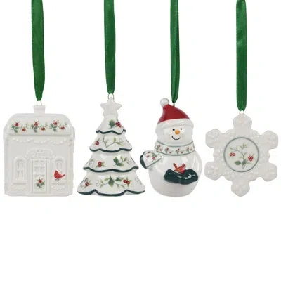 Pfaltzgraff Winterberry Set Of 4 Ornaments In White