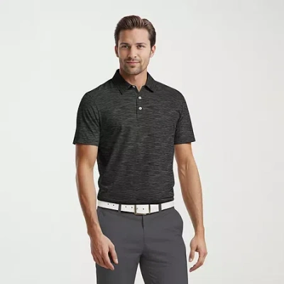 Pga Tour Airflux Heathered Mens Regular Fit Short Sleeve Polo Shirt In Black