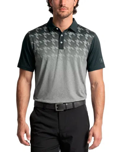Pga Tour Men's Abstract Ombre Blocked Golf Polo Shirt In Brown