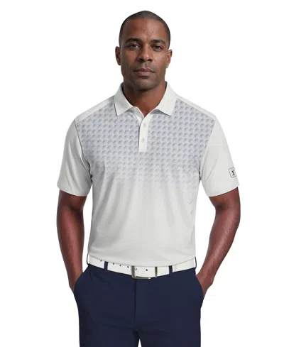 Pga Tour Men's Active Ombre Geo Print Golf Polo Shirt In White