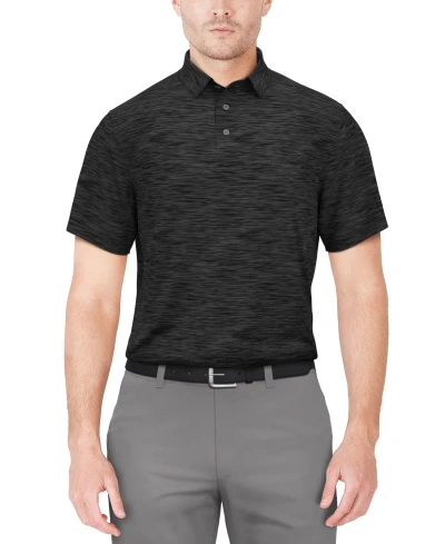 Pga Tour Men's Airflux Jaspe Golf Polo Shirt In Caviar Heather
