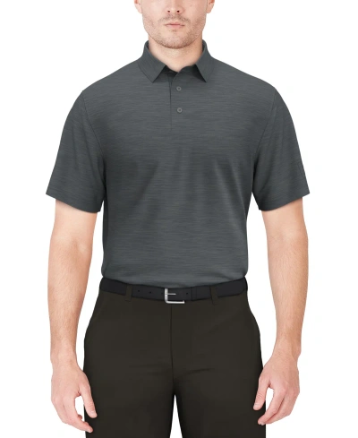 Pga Tour Men's Short Sleeve Airflux Jaspe Golf Polo Shirt In Med Flagstone Heather