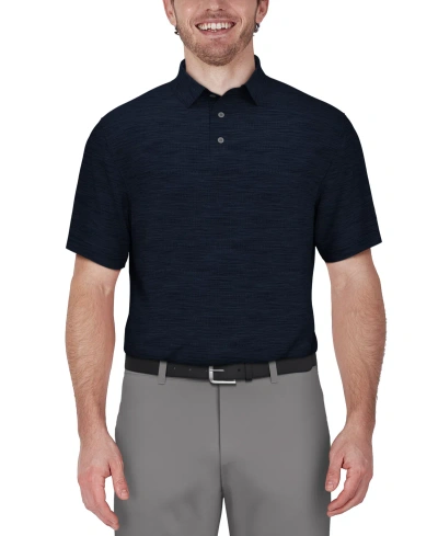 Pga Tour Men's Jasper Airflux Short Sleeve Performance Polo Shirt In Peacoat Heather