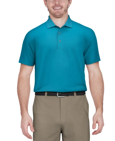 Pga Tour Men's Airflux Mesh Golf Polo Shirt In Cyan Blue