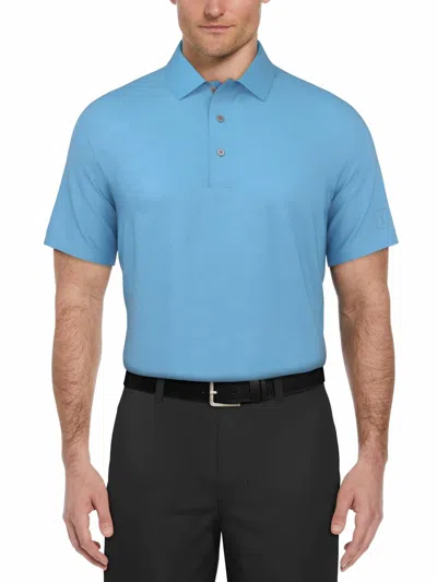 Pga Tour Men's Airflux Mesh Golf Polo Shirt In Ethereal Blue