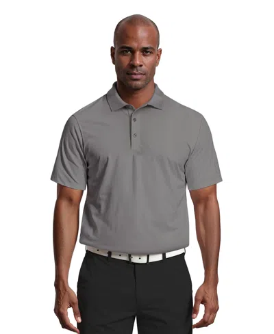 Pga Tour Men's Airflux Solid Mesh Short Sleeve Golf Polo Shirt In Gray