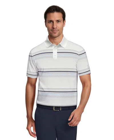 Pga Tour Men's All Over Energize Geo Stripe Polo Shirt In White