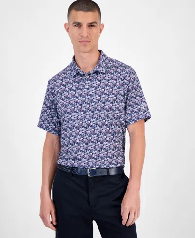 Pga Tour Men's All-over Geometric Polo Shirt In Blue