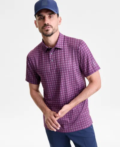 Pga Tour Men's All-over Geometrical Polo Shirt In Purple