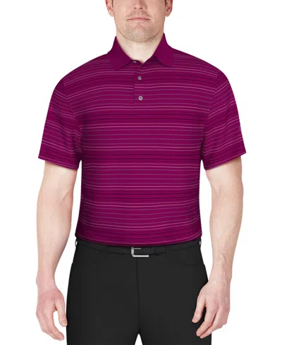 Pga Tour Men's Altered Stripe Short Sleeve Golf Polo Shirt In Wild Aster
