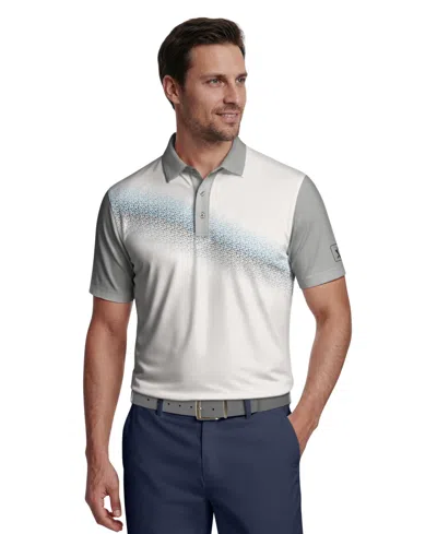 Pga Tour Men's Asymmetric Geo Golf Polo Shirt In White
