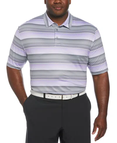 Pga Tour Men's Big & Tall Linear Energy Stretch Moisture-wicking Textured Stripe Golf Polo Shirt In Iron Gate