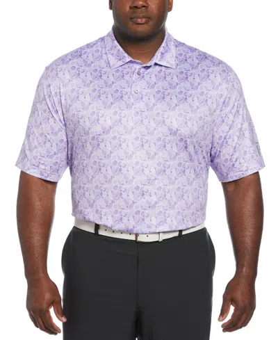 Pga Tour Men's Big & Tall Stretch Moisture-wicking Floral Golf Polo Shirt In Paisley Pu