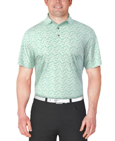 Pga Tour Men's Classic-fit Geo-print Golf Polo Shirt In Limpet Shell