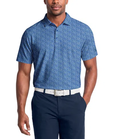 Pga Tour Men's Classic Floral Confetti Print Golf Polo Shirt In Black