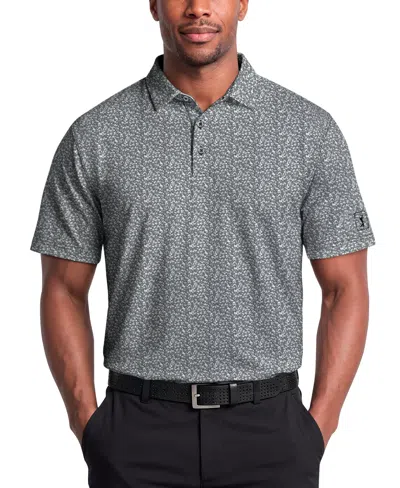Pga Tour Men's Classic Floral Confetti Print Golf Polo Shirt In Black
