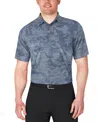 Pga Tour Men's Distressed Floral Print Polo Shirt In Blue