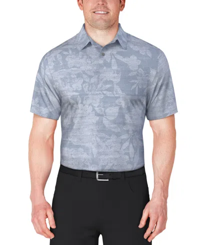 Pga Tour Men's Distressed Floral Print Polo Shirt In Green