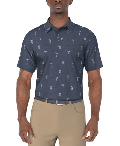 Pga Tour Men's Drink-print Short-sleeve Polo Shirt In Blue