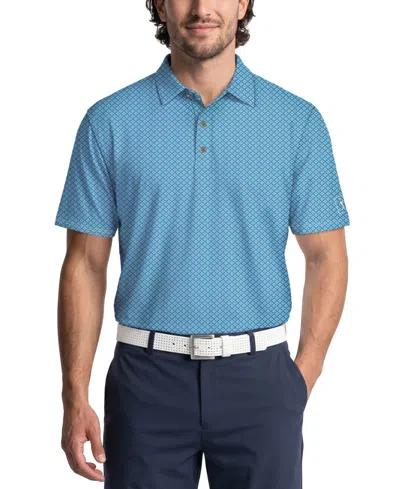 Pga Tour Men's Essential Geo Printed Regular-fit Polo Shirt In Blue