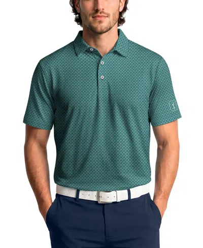 Pga Tour Men's Essential Geo Printed Regular-fit Polo Shirt In Green