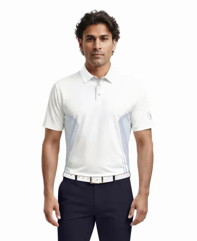 Pga Tour Men's Faux Seamless Mapped Golf Polo Shirt In White