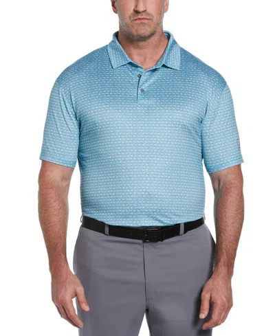 Pga Tour Men's Flamingo Geo-print Performance Golf Polo Shirt In Scuba Blue