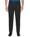 Pga Tour Men's Flat Front Micro Grid Textured Trousers In Caviar