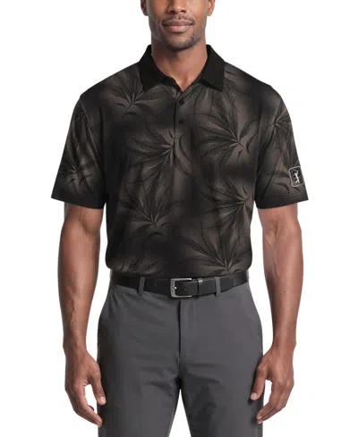 Pga Tour Men's Foliage Print Golf Regular-fit Polo Shirt In Brown