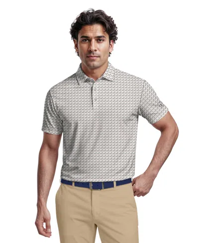 Pga Tour Men's Geometric Cocktail Print Golf Polo Shirt In Gray