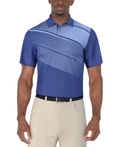 Pga Tour Men's Heather Stripe Colorblocked Polo Shirt