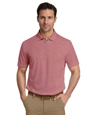 Pga Tour Men's Heathered Stripe Golf Polo Shirt In Red