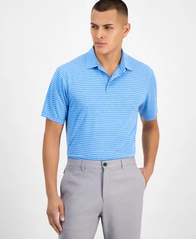 Pga Tour Men's Heathered Stripe Golf Polo Shirt In Blue