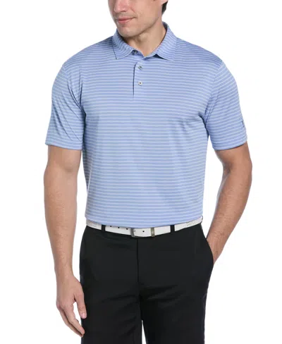 Pga Tour Men's Heathered Stripe Golf Polo Shirt In Blue