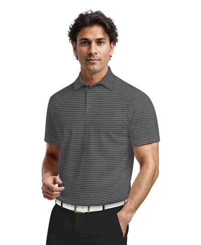 Pga Tour Men's Heathered Stripe Golf Polo Shirt In Gray