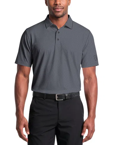Pga Tour Men's Herringbone Jacquard Golf Polo Shirt In Blue